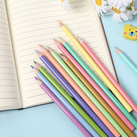 Ensemble de crayons de couleur ronds en bois personnalisés de 12 couleurs pour le bureau, crayons de couleur macaron pour le dessin artistique, modèle TBAY-NI80, fabriqué en Chine