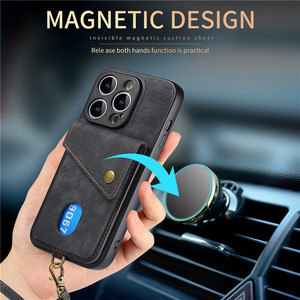 <span class=keywords><strong>Cover</strong></span> in pelle con cordino da polso custodia per telefono per <span class=keywords><strong>iPhone</strong></span> 17 Pro Max 16 15 14 Plus <span class=keywords><strong>13</strong></span> 12 <span class=keywords><strong>Mini</strong></span> 11 custodie per supporto con fibbia magnetica - Product Image 3