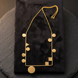 Collier statement géométrique en laiton plaqué or 18 carats fait main, 18 pouces, bijoux de fête unisexe - Product Image 2