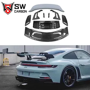 คาร์บอนไฟเบอร์GT3 สไตล์ 992 สปอยเลอร์ด้านหลังสําหรับPorsche Carrera 911 992.1 992.2 สปอยเลอร์คู่มือWing Lipด้านหลังGlossyคาร์บอนชุด