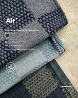 Tissu Jacquard en Denim Gaufré 3DWeave 100% Coton Biologique Écologique 325G à Carreaux pour Jeans, Vestes, Jupes, Robes et Chemises Printemps