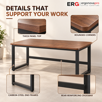 Bureau d'ordinateur moderne pour la maison avec plateau en bois couleur noyer et structure en acier noir pour l'étude et le bureau à domicile