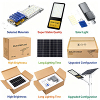 Lampadaires solaires LED étanches IP66 200W-500W pour extérieur, jardin, corps en alliage d'aluminium, télécommande, batterie au lithium fer phosphate 6000K
