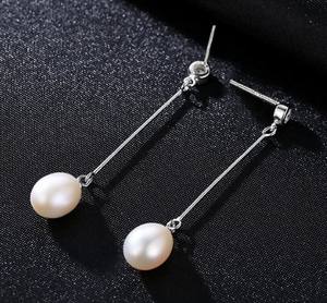 Classic S925 Silver Natural Freshwater Pearl Zircon Long Stud Earrings Fashion Luxury Women's <b>Jewelry</b> Accessories - Product Image 5