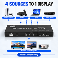 Commutateur HDMI 2.1 8K 3 ports 4 ports 5 ports, commutateur HDMI 3x1 4x1 5x1 4K 120Hz HDR avec télécommande IR pour TV Moniteur PC
