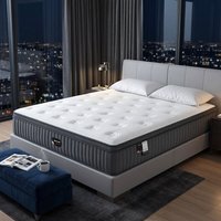 Matelas hybride haute résilience, durable, épaisseur 30 cm, fermeté douce, tissu polyester gris glacé, orthopédique, école, hôpital