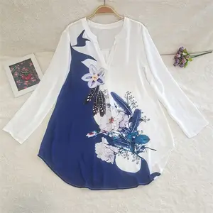 Корейская шифоновая рубашка с длинным рукавом и принтом, модная повседневная белая блузка, оптовая продажа 2022