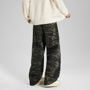 Lavagem Camuflagem Casual Calças de Perna Larga Homens Americanos Retro Baggy Denim <span class=keywords><strong>Jeans</strong></span> Em Linha Reta Homens Personalizados High Street Designer <span class=keywords><strong>Jeans</strong></span>