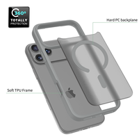 Coque de téléphone magnétique grise durable pour iPhone 17 Pro Max, antichoc, sensation de peau, protection pour téléphone portable