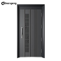 Porte de sécurité en acier noir texturé pour villas, avec charnières dissimulées et serrure 3D réglable, pour un design moderne et minimaliste
