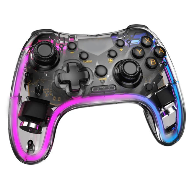 RGB Controller for NS Switch/Lite/OLED/Pro Video Game Controller Dual Motors Vibration Wake Function/Colourful Light Modes