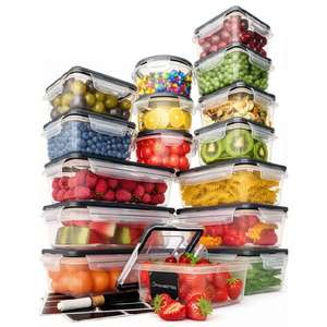 Wishome Set di 16 Contenitori per Alimenti Ermetici in Plastica, Scatole per Pranzo Adatte a Microonde e Congelatore, Impilabili per Cucina Domestica - Product Image 1