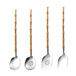 Ensemble de couverts en acier inoxydable 304 avec manche en bambou, résistant à la chaleur, pour la cuisine - Product Image 5