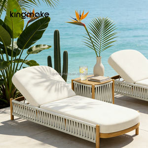 Set Furnitur Luar Ruangan Komersial Grosir, Kursi Santai Anyaman Tali Tahan Segala Cuaca, Kursi Berjemur Kokoh - Product Image 6