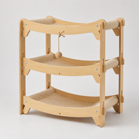 Hamac pour chat YAOYUE, forme carrée, à quatre poteaux, double ou triple couche, en sisal tressé, avec structure en bois, mobilier pour chat
