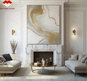 Caminetto Moderno di Design Decorativo Autoportante in Marmo Bianco Onice con Riscaldamento per Soggiorno Interno - Product Image 2