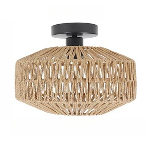 Lampade da soffitto intrecciate in corda di carta Vintage americane Wabisabi camera da letto guardaroba mansarda decorazione lampadario <span class=keywords><strong>LED</strong></span> plafoniera - Product Image 6