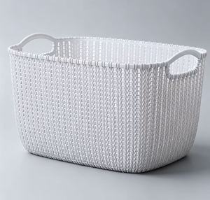 <span class=keywords><strong>Panier</strong></span> de rangement en <span class=keywords><strong>plastique</strong></span> imitation rotin avec poignée, bac organisateur pour bureau, articles divers, collations, salle de bain, <span class=keywords><strong>linge</strong></span>, vêtements, usage quotidien - Product Image 6