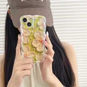 Adatto per la pittura a olio artistica avanzata fiore 14promax custodia per telefono per Iphone 17 16 15 14 femminile resistente alle gocce in Silicone - Product Image 2