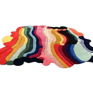 森/湖/草風景カスタムウールラグ手作りふわふわカーペットとラグリビングルーム大きなシャグハンドタフテッドラグ - Product Image 1