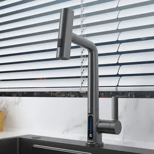 Thông minh Bồn Rửa Nhà Bếp vòi nước thác nước hiển thị nhiệt độ vòi Nước Nhà Bếp kéo ra khỏi nhà bếp thác nước