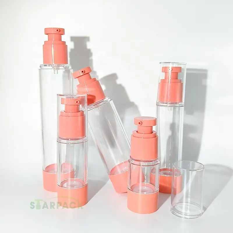 Özel Logo vakum plastik havasız pompa sprey krem püskürtücü tüpler şampuan şişeleri kozmetik vücut losyon kabı 50Ml 1.69oz
