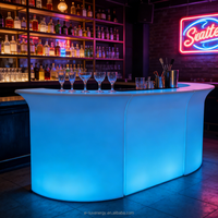 Comptoir de bar portable en plastique avec éclairage LED RVB personnalisé pour la maison, la table de bar à vin, la conception de comptoir de bar pour restaurant et pub