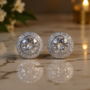 Pendientes de diamantes E3620 chapados en oro, corte brillante redondo, color G, diamantes naturales, joyería clásica de boda para mujer - Product Image 2