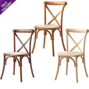 Outdoor Furniture Stackable Multiple Colors Solid Wooden <b>Dining</b> Event Wedding Party Cross-Back <b>Chair</b> - Product Image 1