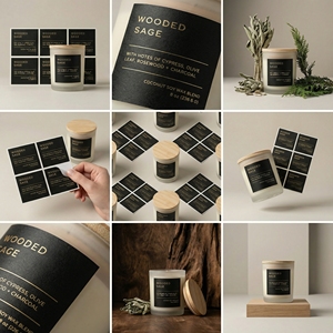Custom Print <b>Logo</b> Private Label Candle <b>Sticker</b> Durable Scented Holographic Adhesive PET Matte Finish Hologram Custom Candle - Product Image 3