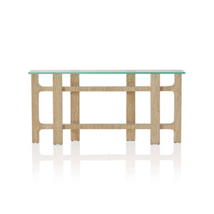 <span class=keywords><strong>Console</strong></span> Bernau de KUMUSI FURNITURE avec plateau en verre et base en travertin beige, consoles en marbre <span class=keywords><strong>massif</strong></span> - Product Image 6