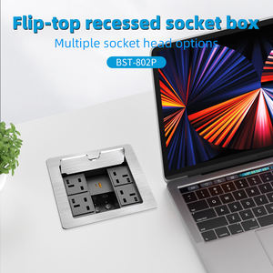 เต้ารับไฟฟ้าแบบฝังในโต๊ะ USB Type-C แบบพับเก็บได้ วัสดุอะลูมิเนียม มาตรฐาน UK กล่องเต้ารับไฟฟ้าอเนกประสงค์ ปลั๊กไฟฟ้าแบบตั้งโต๊ะ - Product Image 3