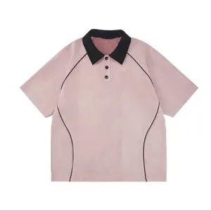 Custom American Retro Loose Lapel Casual Men's Contrast Color Polo Shirt