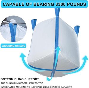 Huamaohengchun - Bolsas de Polipropileno Tejido de Alta Resistencia, 1.5 Toneladas, 35x35x43 Pulgadas, Fondo Plano, Carga Superior, Factor de Seguridad 5:1, Doble - Product Image 5