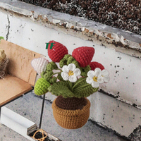 Fleur d'hortensia en laine positive faite à la main, crochet, pot de fleurs, tricot, papillon, décoration de la maison, cadeau de Pâques, cadeau de la Saint-Valentin