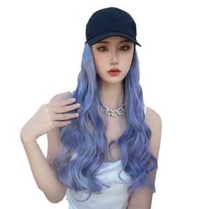 Casquette de baseball pour femme avec cheveux longs synthétiques ondulés intégrés, simulation de cheveux longs bouclés, densité 100%, aspect naturel - Product Image 5