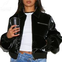 YuFan veste en cuir PU brillant personnalisé manteaux de conception de mode pour les femmes tenue décontracté