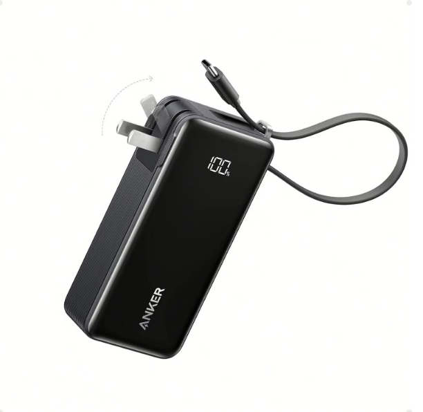 Anker Nano Power Bank 3-in-1 Portable iPhone Charger 30W 10000mAh Power Bank with Built-in USB-C Cable and Foldable Wall Plug