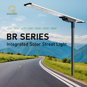 BR SOLAR <span class=keywords><strong>Haut</strong></span> <span class=keywords><strong>de</strong></span> <span class=keywords><strong>gamme</strong></span> 40w 50w 60w 80w Lampadaire <span class=keywords><strong>solaire</strong></span> LED tout-en-un pour jardin et route pour les zones résidentielles - Product Image 2