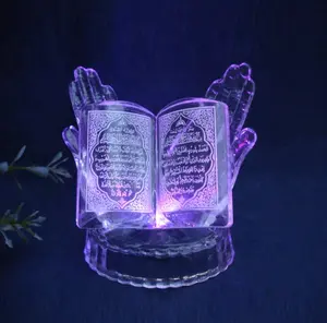 MH-JS010คริสตัลอัลกุรอานเป็นอิสลามมุสลิมอาหรับของขวัญแต่งงานนำแก้วคริสตัลรูปแกะสลักคัมภีร์กุรอานหนังสือ