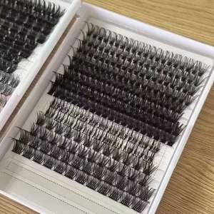 Faux cils en grappe DIY personnalisés pour femmes, faits à la main, en vison synthétique noir mat foncé, pré-collés, sans colle, sans aiguille à eyeliner, à presser - Product Image 4