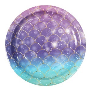 Mermaid Birthday Party Set Decorations Disposable Napkins Paper Plate Paper Cup Party Tableware Set - Product Image 3