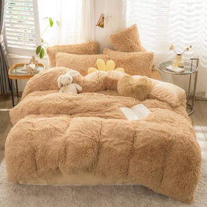 Sang Trọng Pha Lê bedsheet Set sang trọng xù xì Fluffy rắn bốn mảnh phù hợp với Duvet cover chất lượng <span class=keywords><strong>Comforter</strong></span> bedding Set - Product Image 4