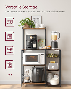 <span class=keywords><strong>VASAGLE</strong></span> Grande grille <span class=keywords><strong>de</strong></span> cuisson <span class=keywords><strong>de</strong></span> <span class=keywords><strong>cuisine</strong></span> design industriel avec 6 crochets Panier en métal Étagère pour micro-ondes - Product Image 5