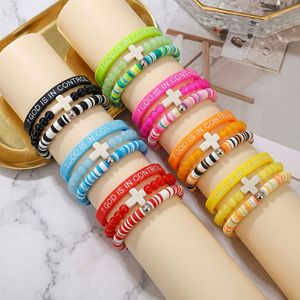 Nueva Pulsera <span class=keywords><strong>de</strong></span> Arcilla Suave con Cuentas <span class=keywords><strong>de</strong></span> Piedra Natural y Cristales Coloridos, Diseño <span class=keywords><strong>de</strong></span> Cruz, <span class=keywords><strong>Amistad</strong></span> y Fe, para Hombre y Mujer, Ideal para <span class=keywords><strong>Regalo</strong></span> - Product Image 2