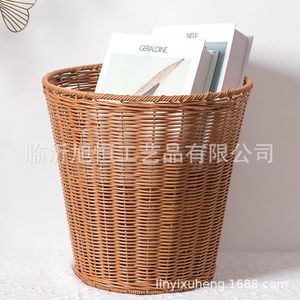 Cesta de Almacenamiento Redonda de Mimbre Sintético, Organizador de Ropa, Contenedor de Basura para Cocina, Artículos para Hotel - Product Image 3