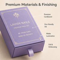 Boîte d'emballage pour ongles en acrylique, faible MOQ, logo personnalisé imprimé, carton élégant moderne en carton duplex avec tiroir coulissant
