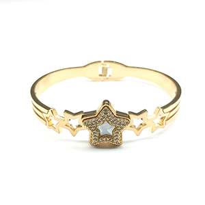 Gold Plated Stainless Steel Star <b>Bracelet</b> With <b>Crystal</b> Center For Women Fashion Jewelry - Product Image 1