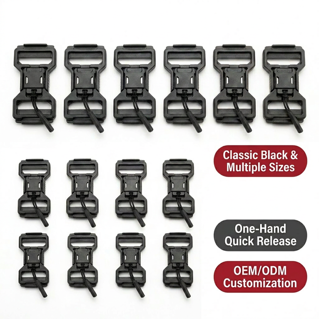 Customized Colors Logo Pom Recycled Black Adjustable Quick Release Plastic Magnetic Buckle for Bag Outdoor Accessories