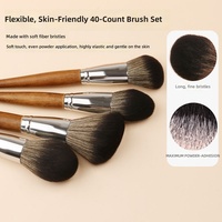 Lot de 40 pinceaux de maquillage professionnels de gros volume pour les yeux et le fond de teint, avec sac, marque distributeur, vente en gros